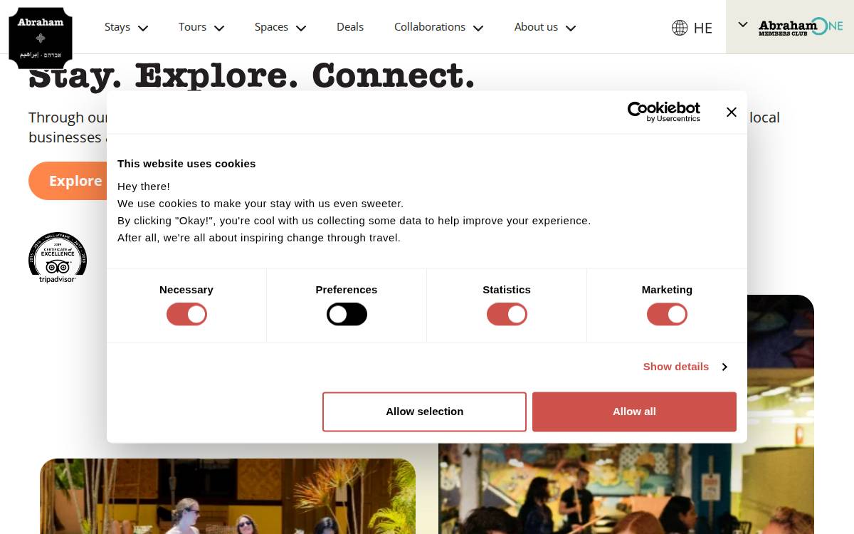 Abrahamhostels website preview