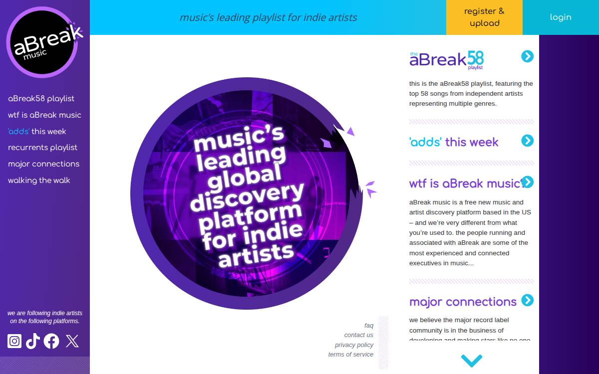 Abreakmusic website preview