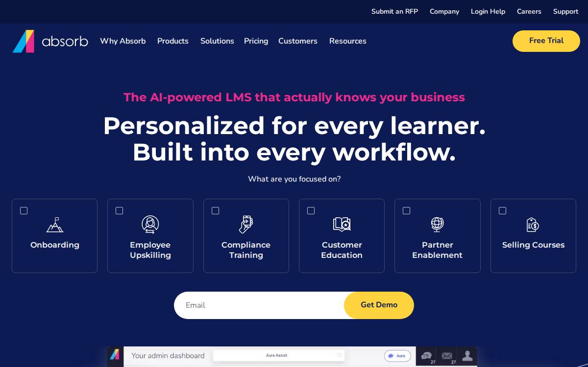 Absorb LMS website preview