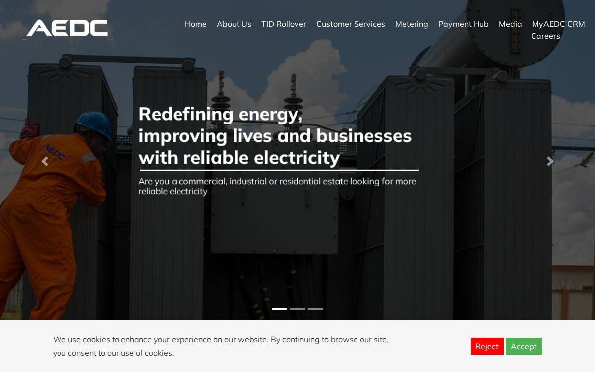 Abuja Electricity Distribution Company website preview
