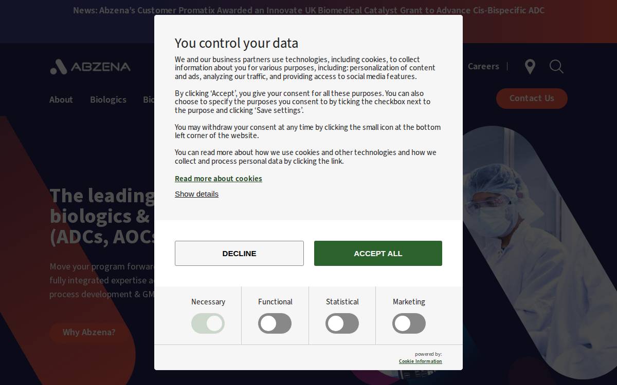 Abzena website preview