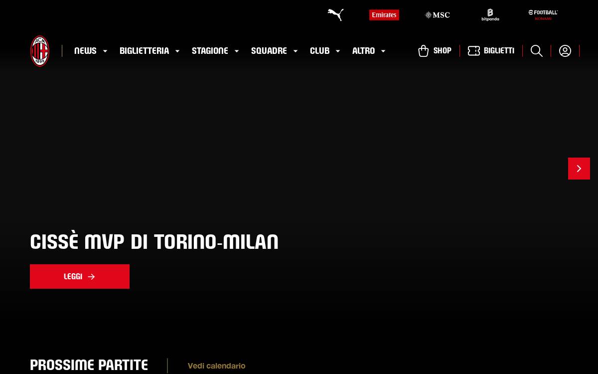 AC Milan website preview