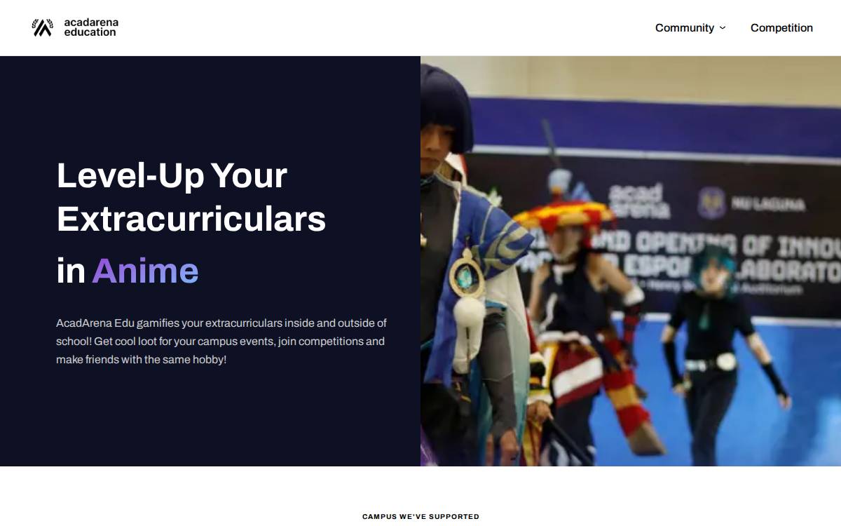 Acadarena website preview