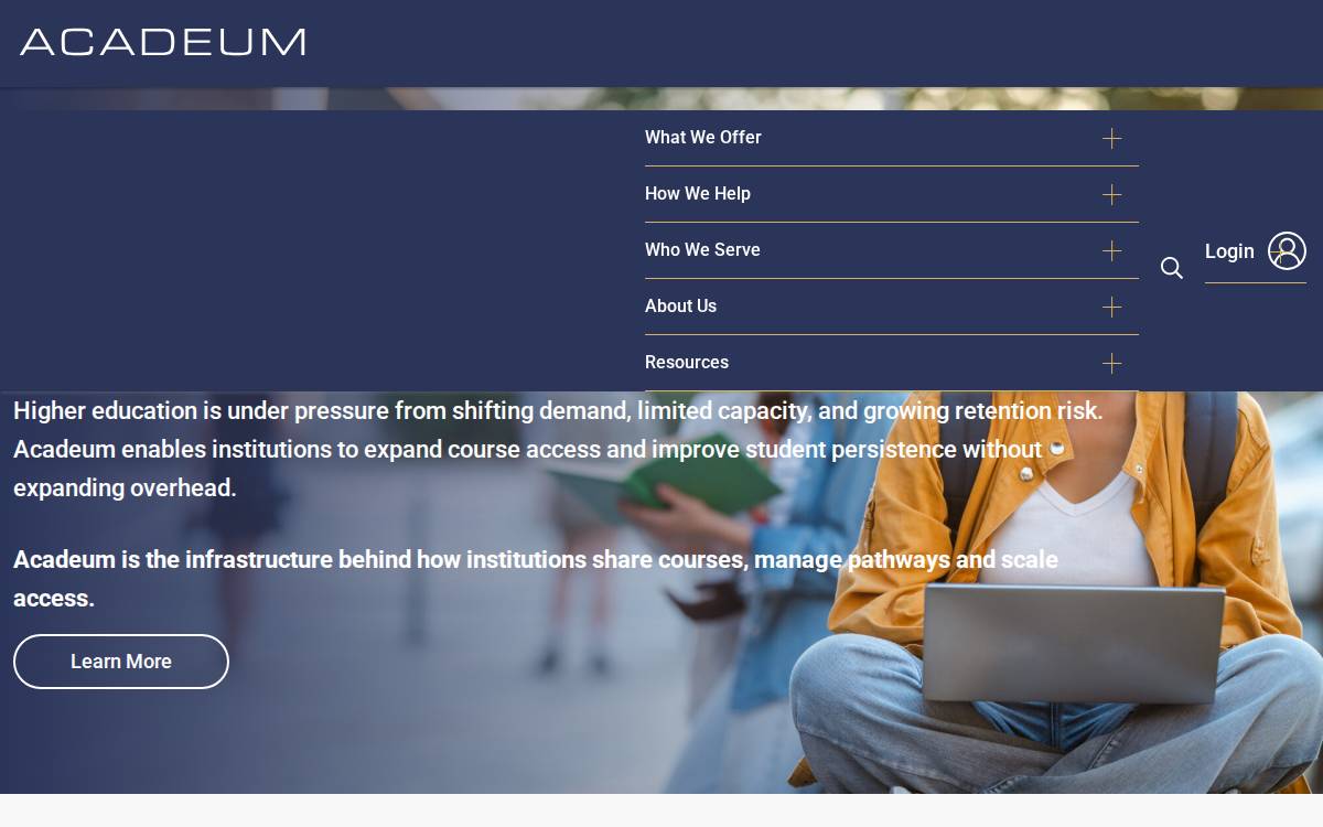 Acadeum website preview