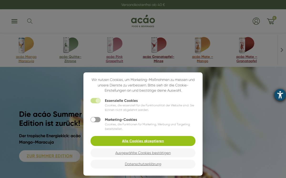 Acao website preview