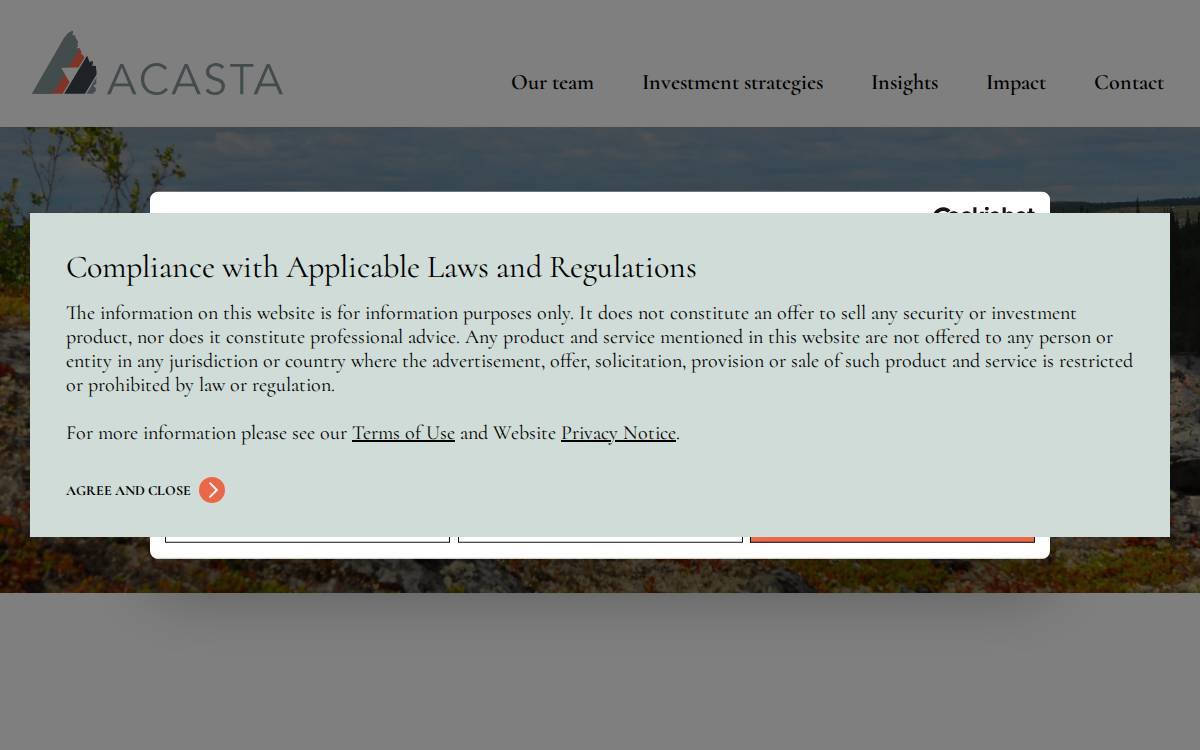 Acasta website preview