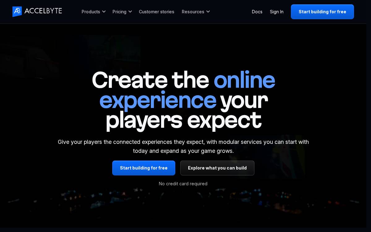 Accelbyte website preview