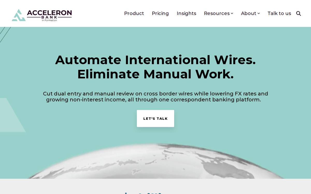 Acceleron Bank website preview
