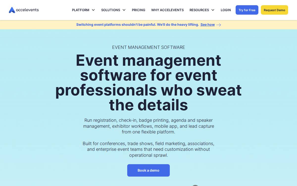 Accelevents website preview