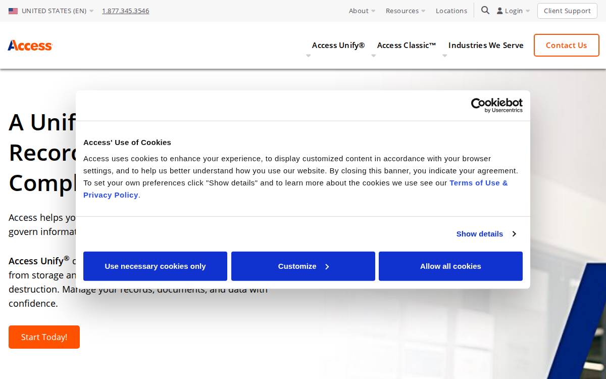 Access Information Management website preview
