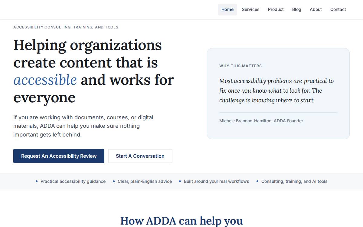 Accessible Digital Design Academy website preview