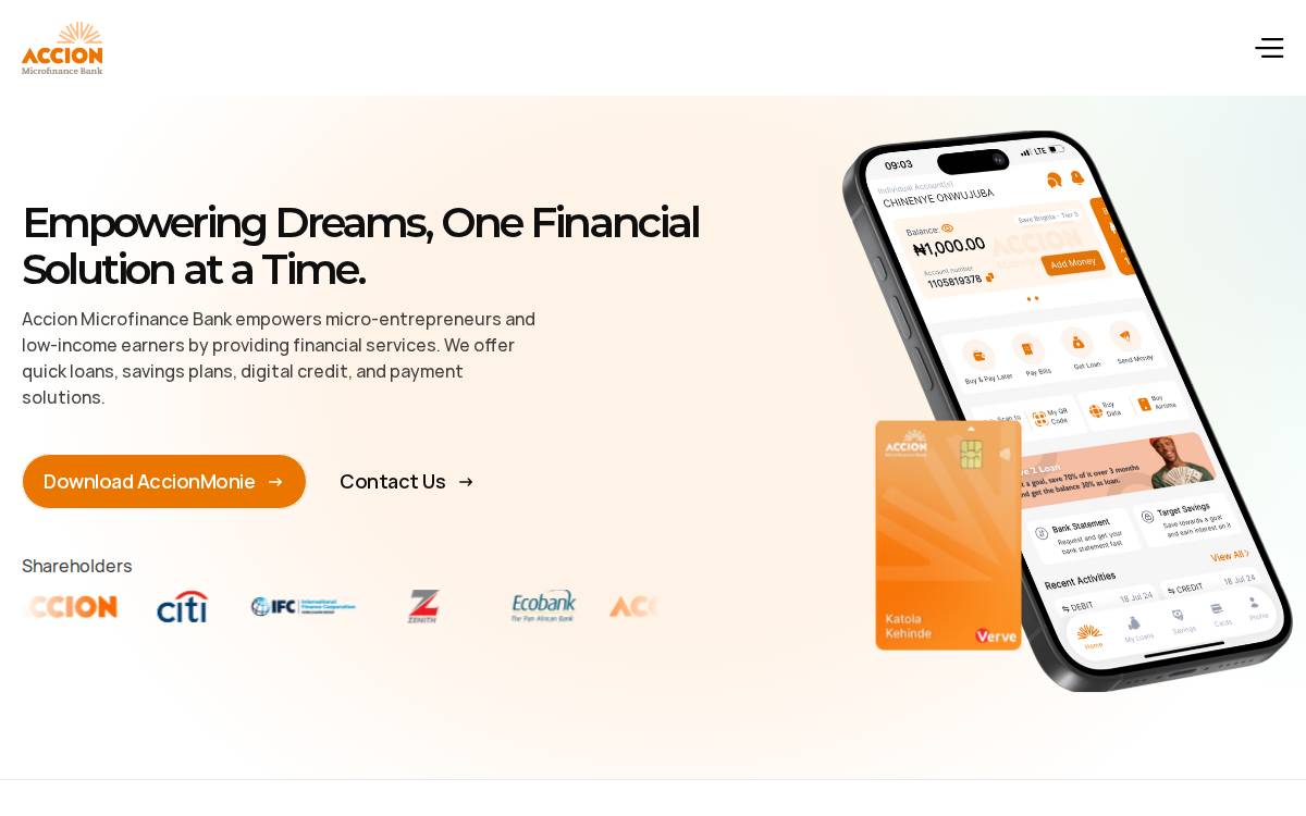 Accion Microfinance Bank website preview