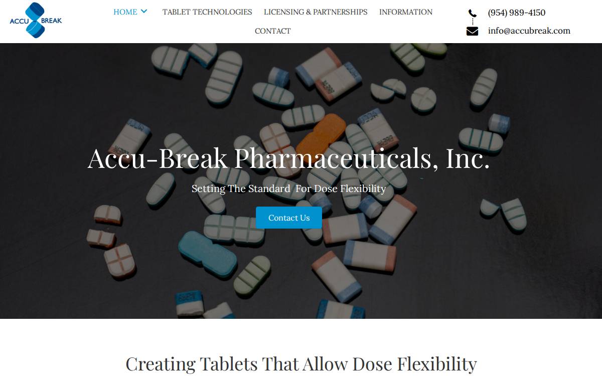 Accu-Break Pharmaceuticals website preview