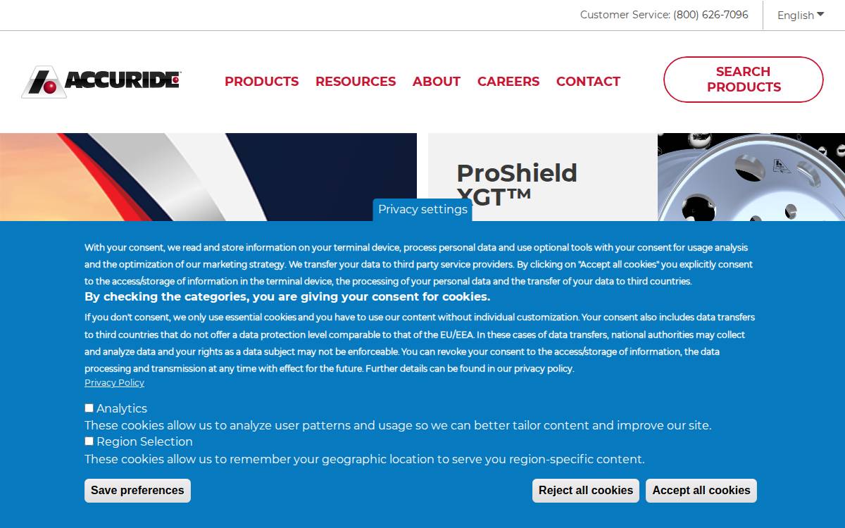 Accuride Corporation website preview