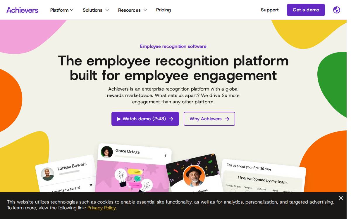 Achievers website preview