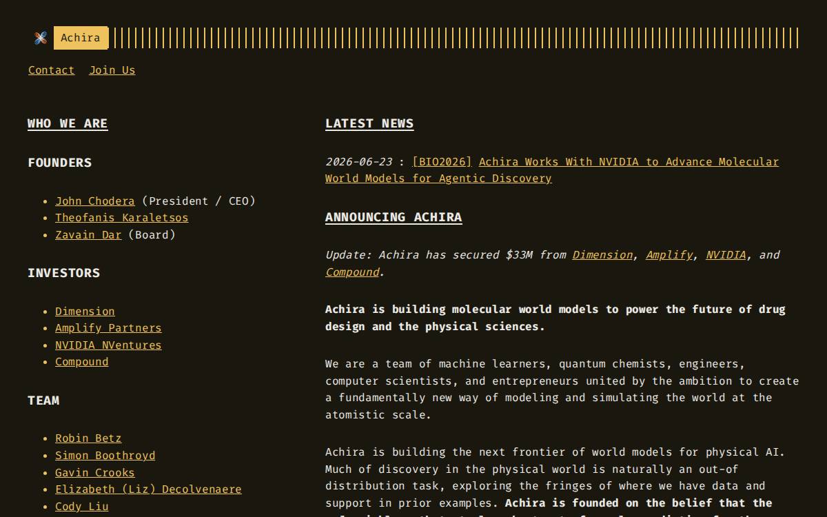 Achira website preview