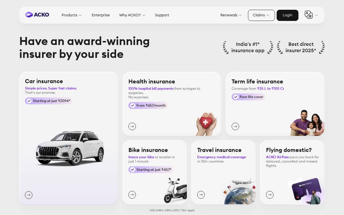 Acko website preview