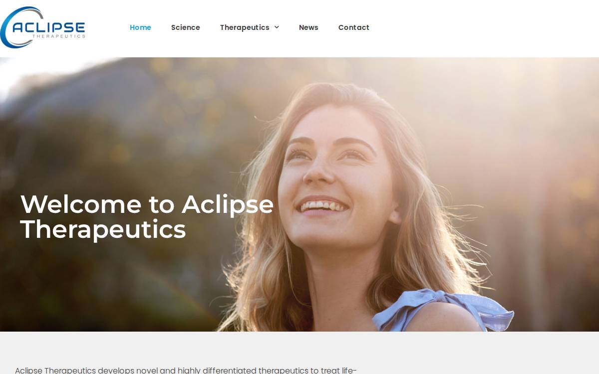 Aclipse Therapeutics website preview