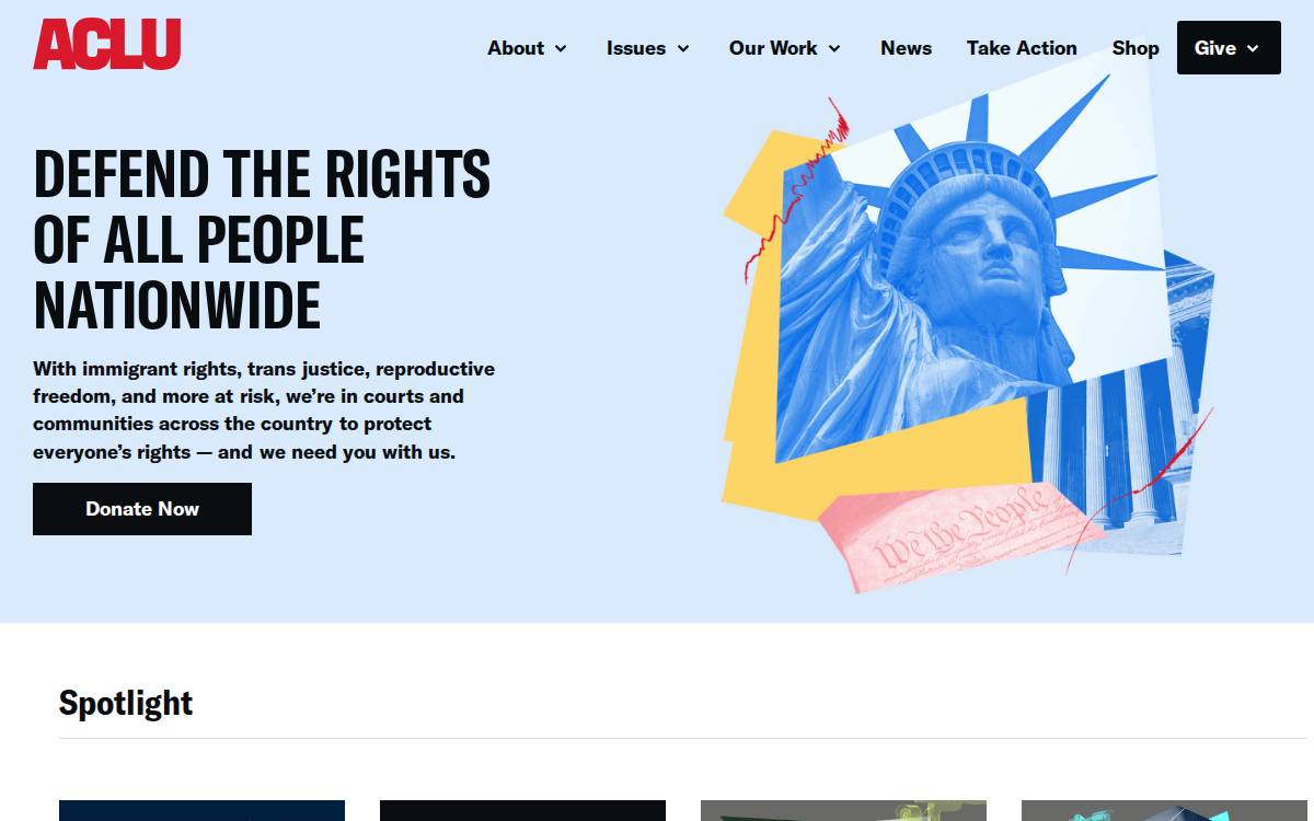 ACLU website preview