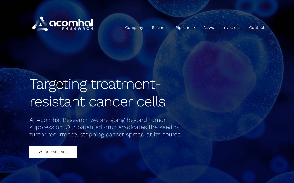 Acomhal Research website preview