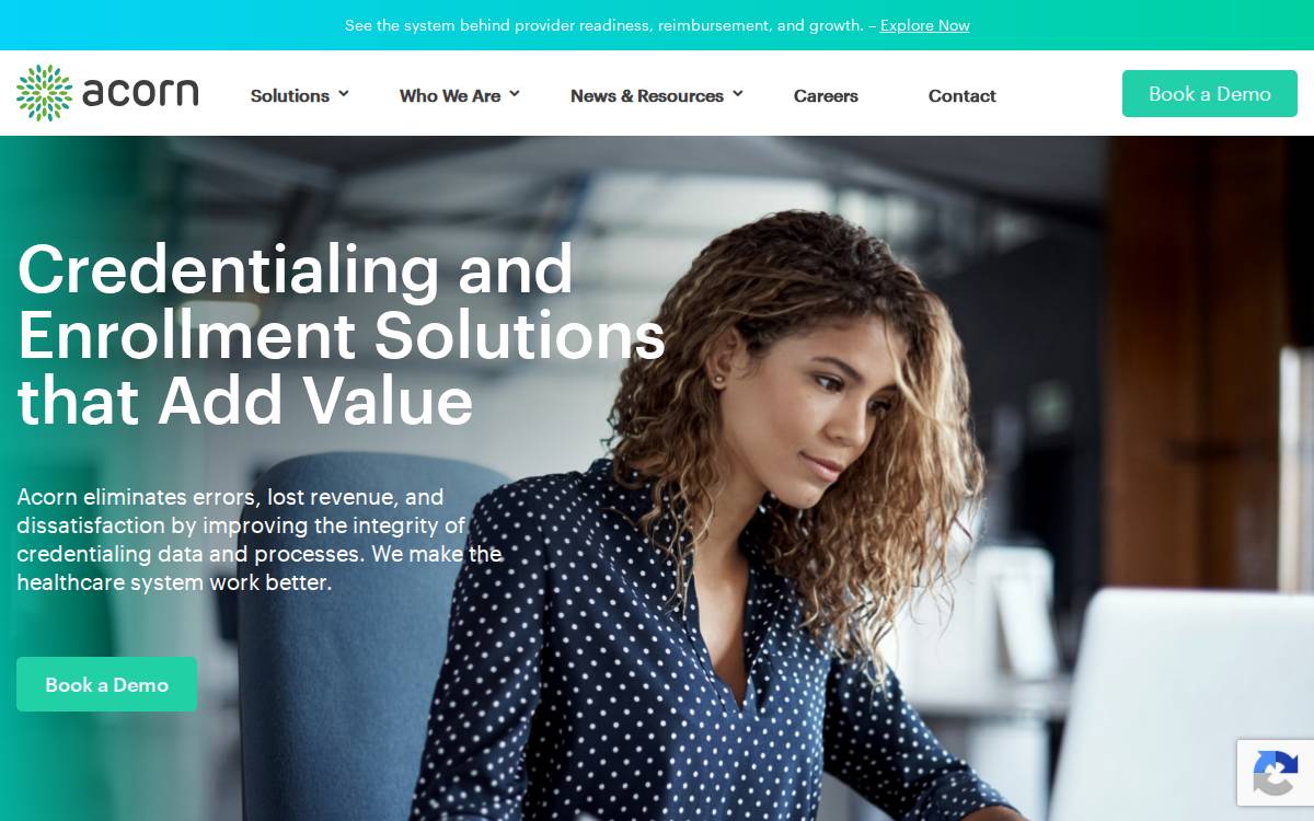Acorn Credentialing Solutions website preview