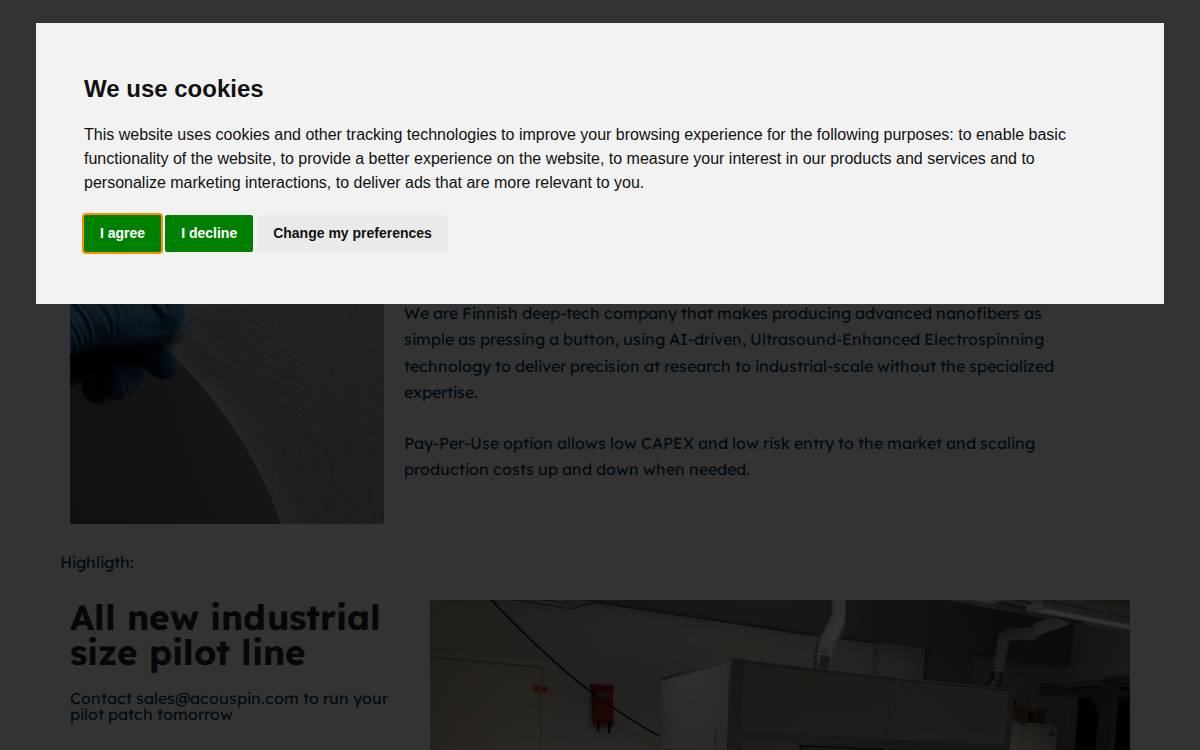 Acouspin website preview