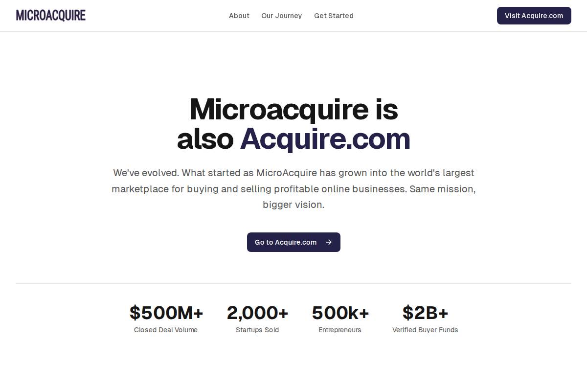 Acquire.com (fka MicroAcquire) website preview