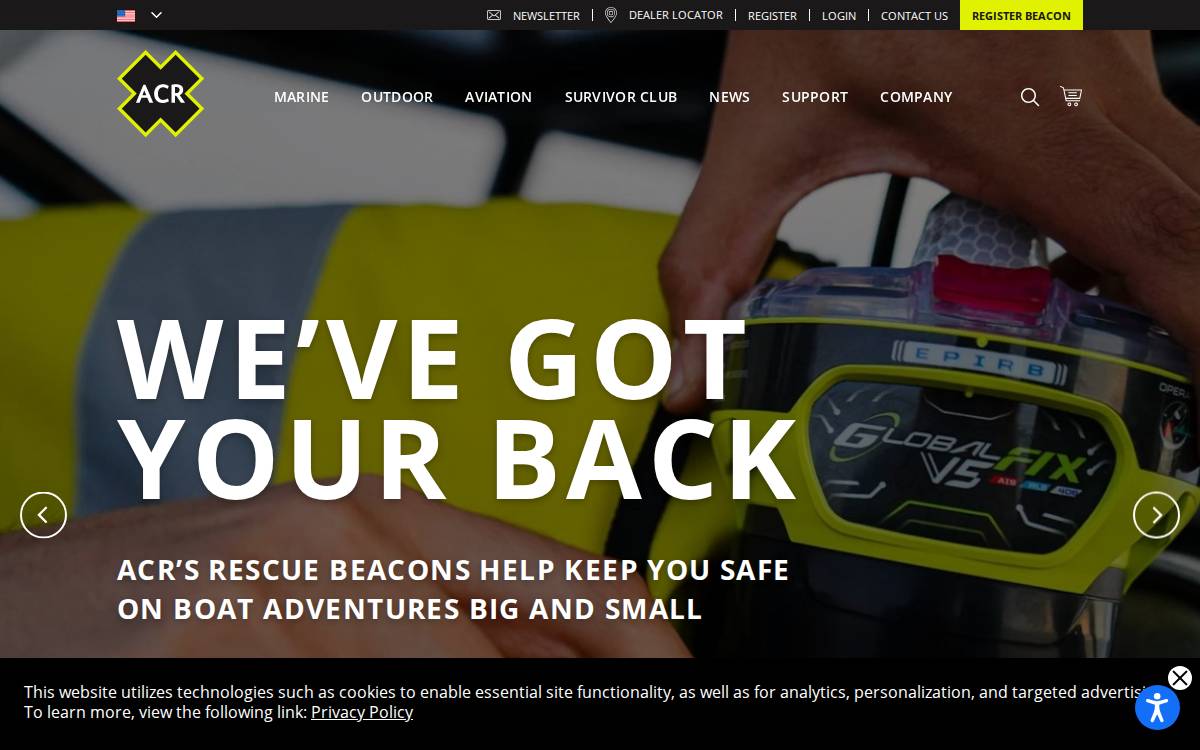 ACR Electronics website preview