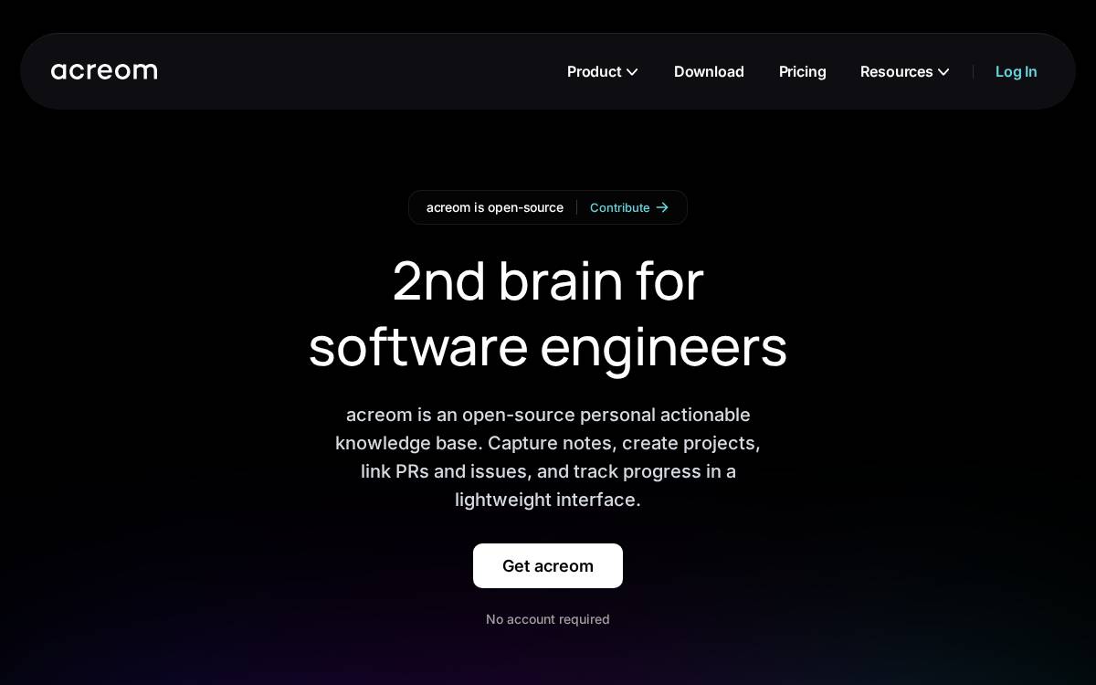 Acreom website preview