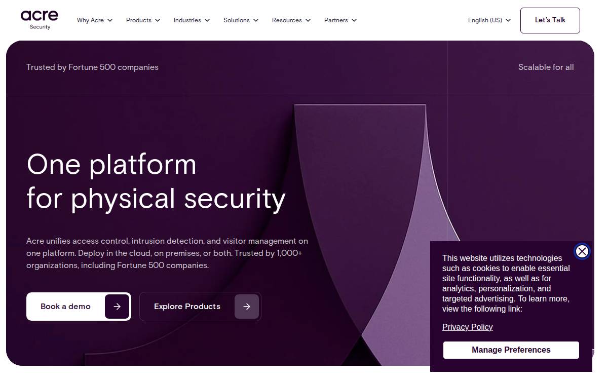 Acresecurity website preview
