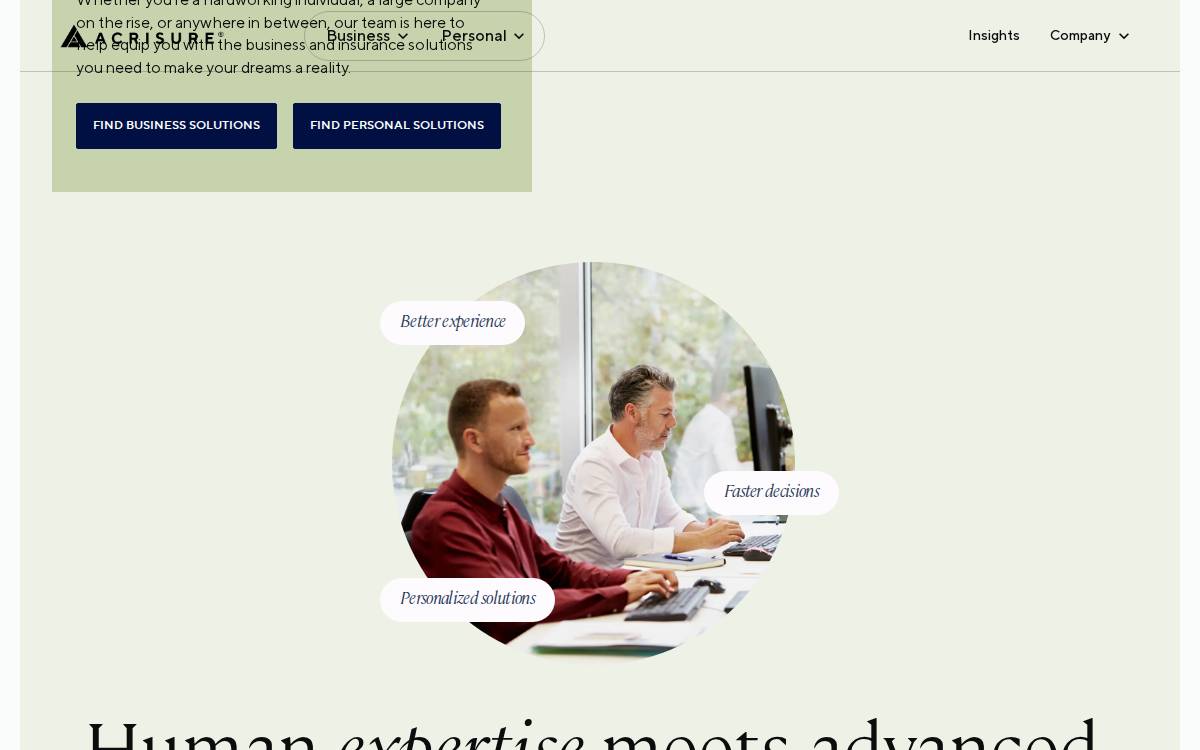 Acrisure Small Business Insurance website preview