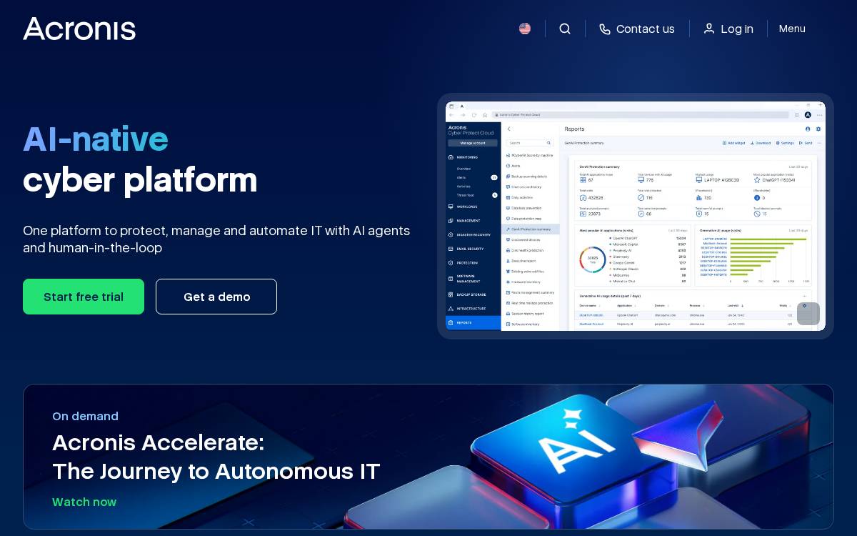 Acronis website preview