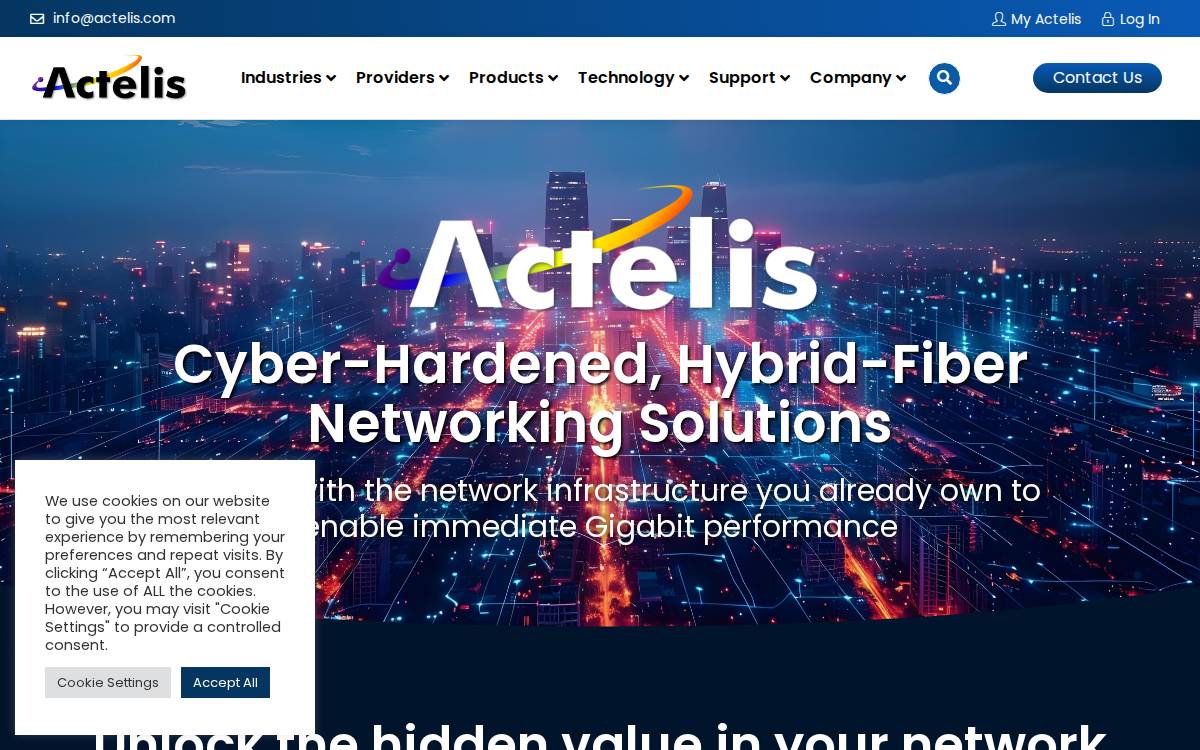 Actelis Networks website preview