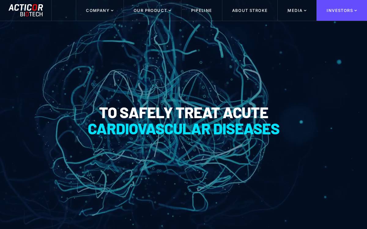 Acticor Biotech website preview