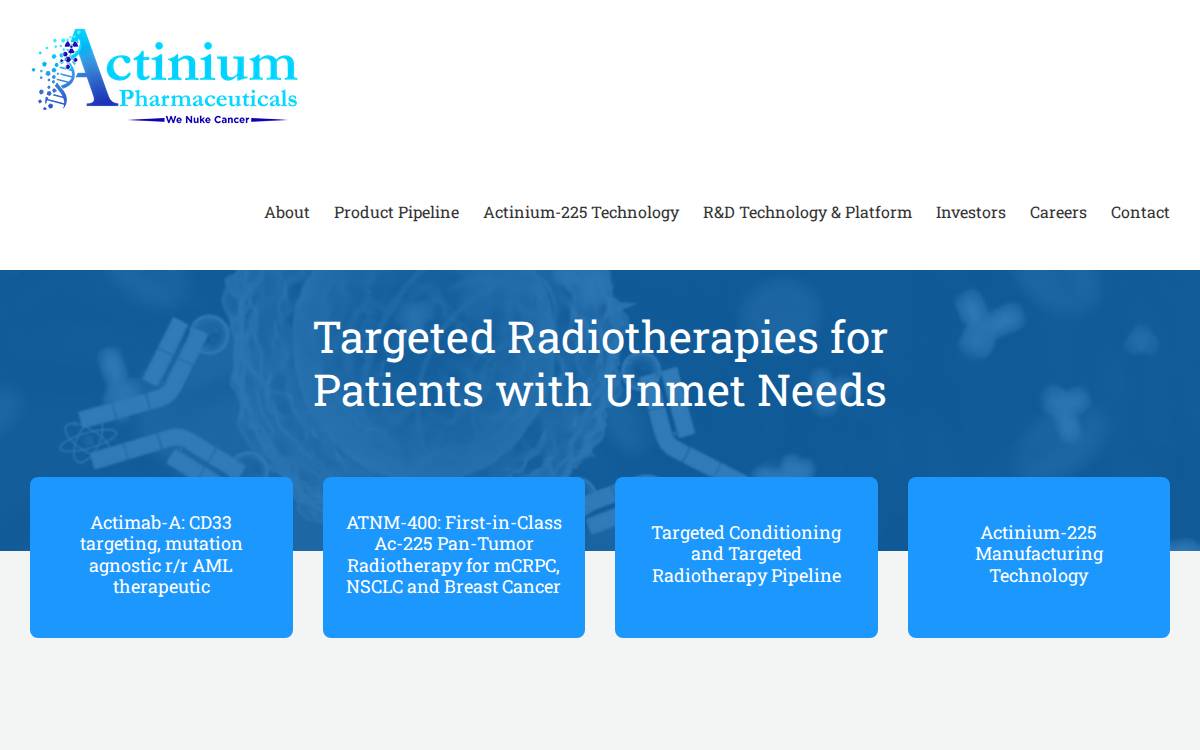 Actinium Pharmaceuticals, Inc. website preview