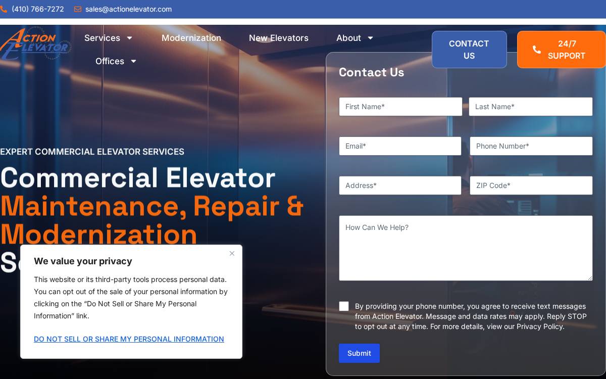 Action Elevator website preview