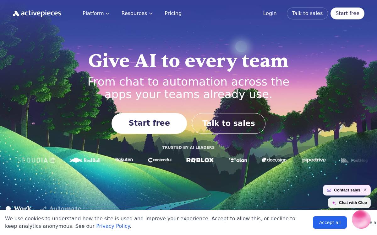 Activepieces website preview