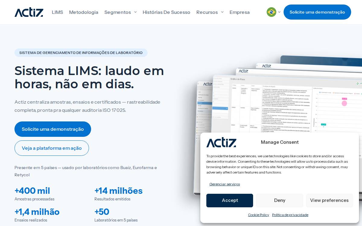 Actiz website preview