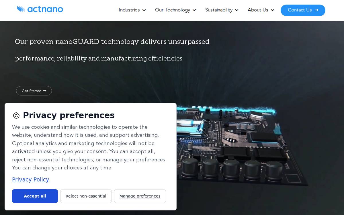 Actnano website preview