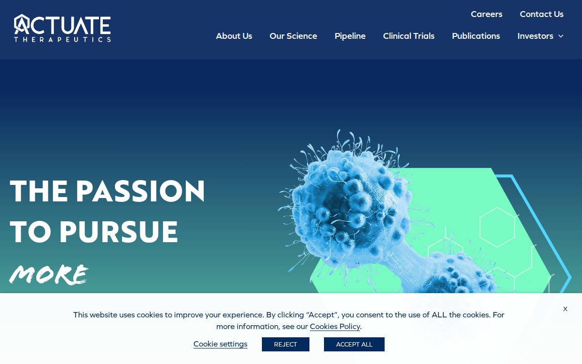 Actuate Therapeutics website preview