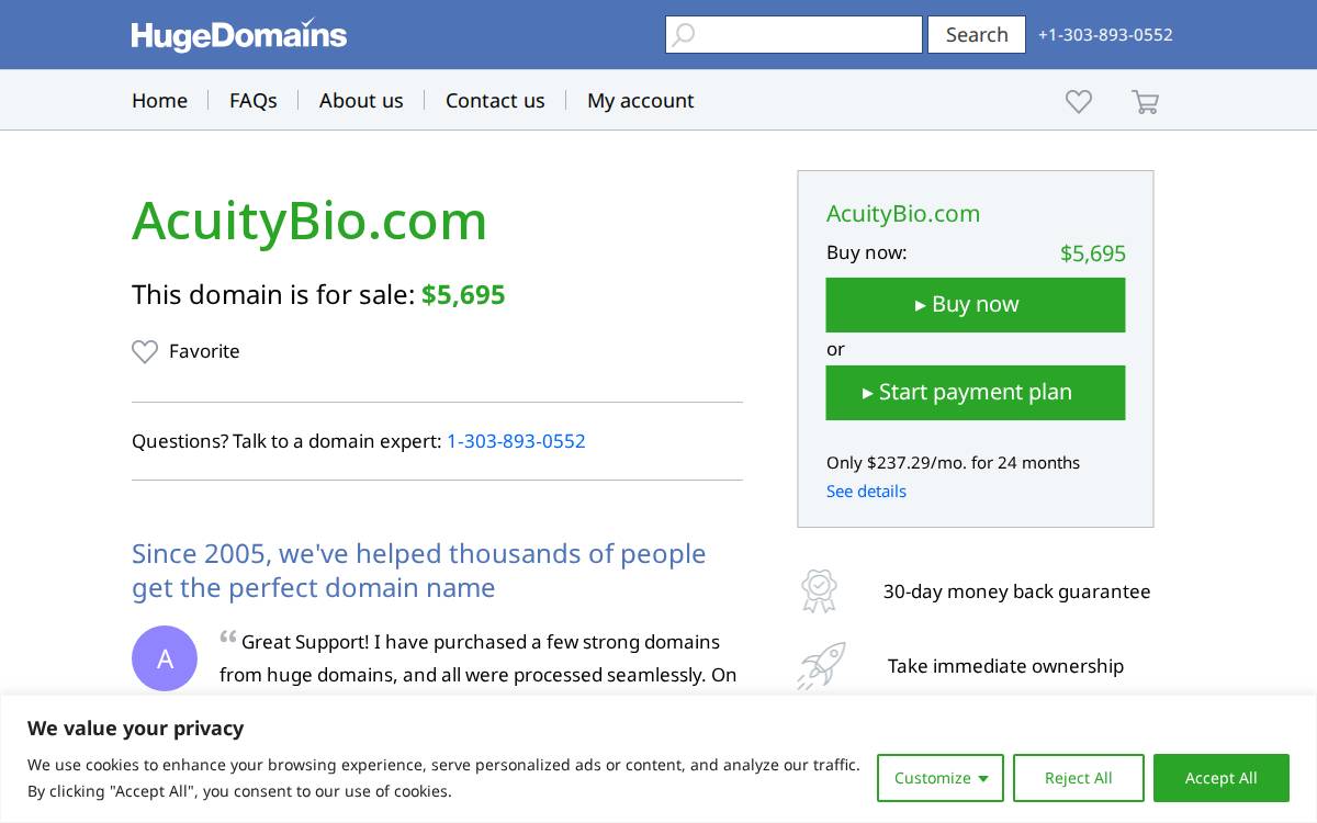AcuityBio website preview