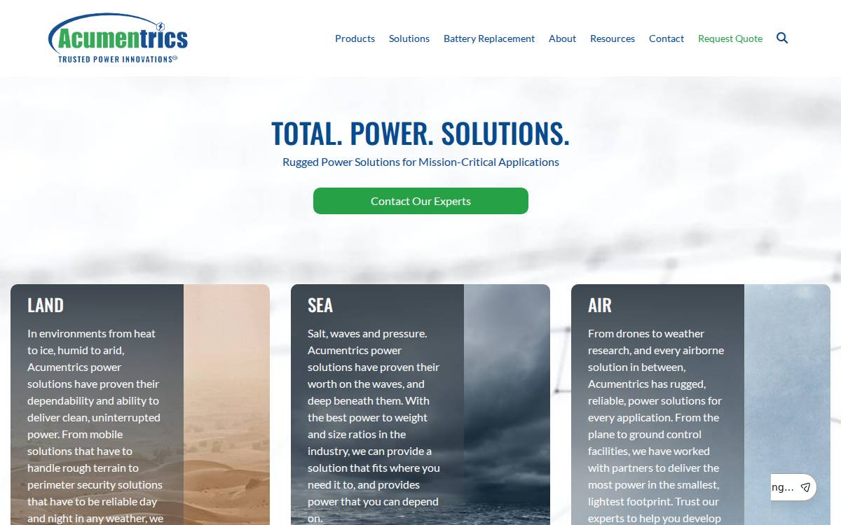 Acumentrics website preview