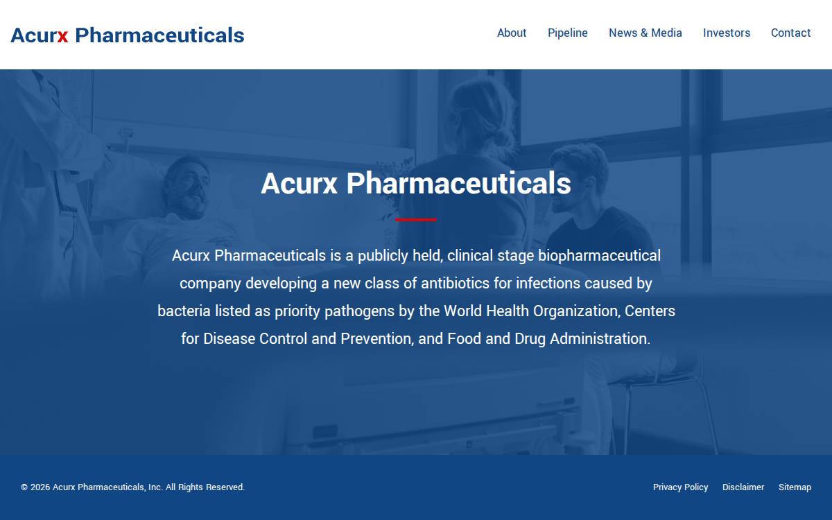 Acurx Pharmaceuticals website preview