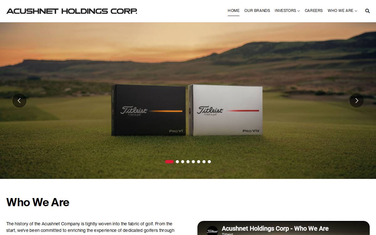 Acushnet Holdings website preview