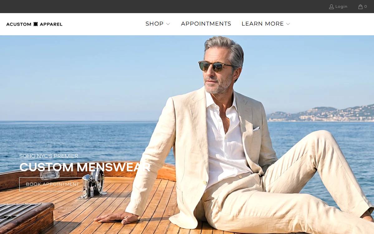 Acustom Apparel website preview