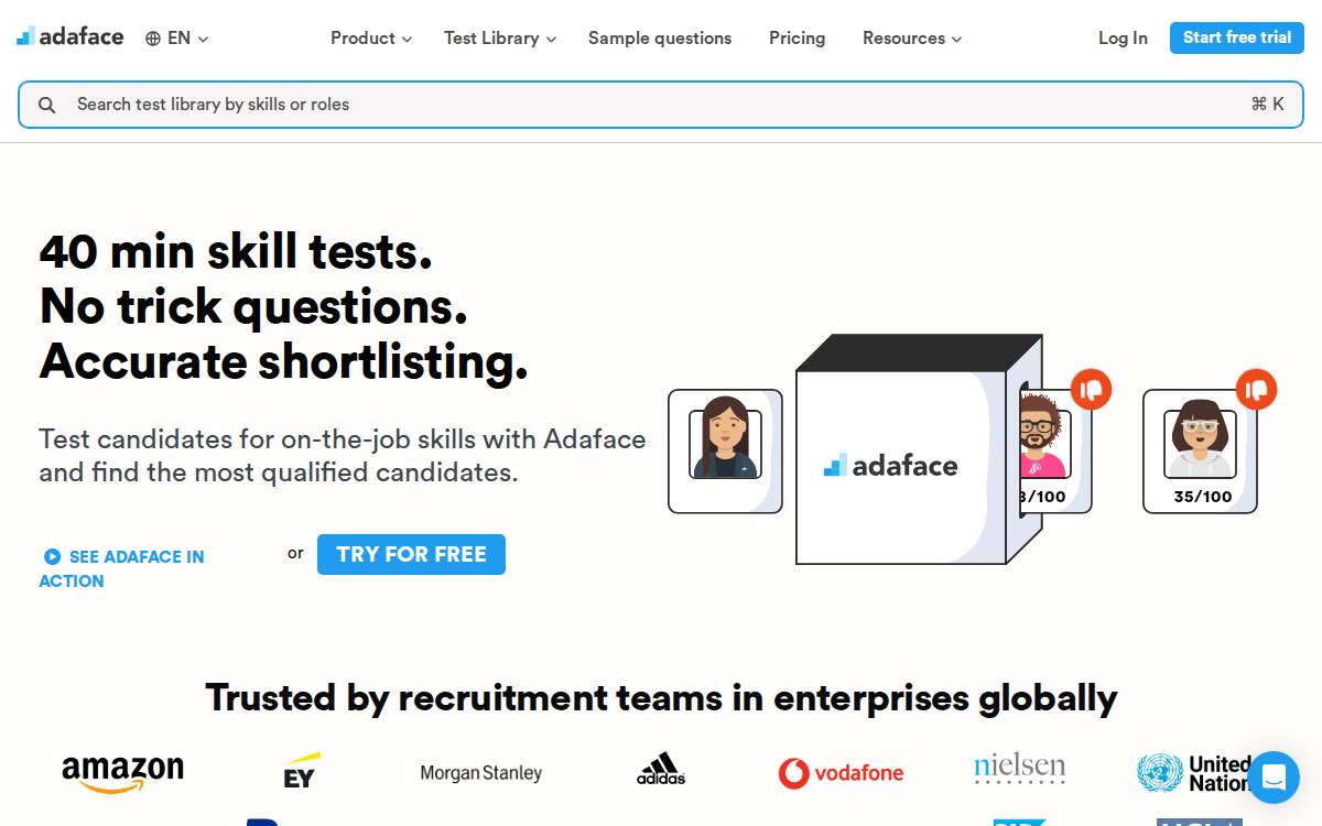 Adaface website preview