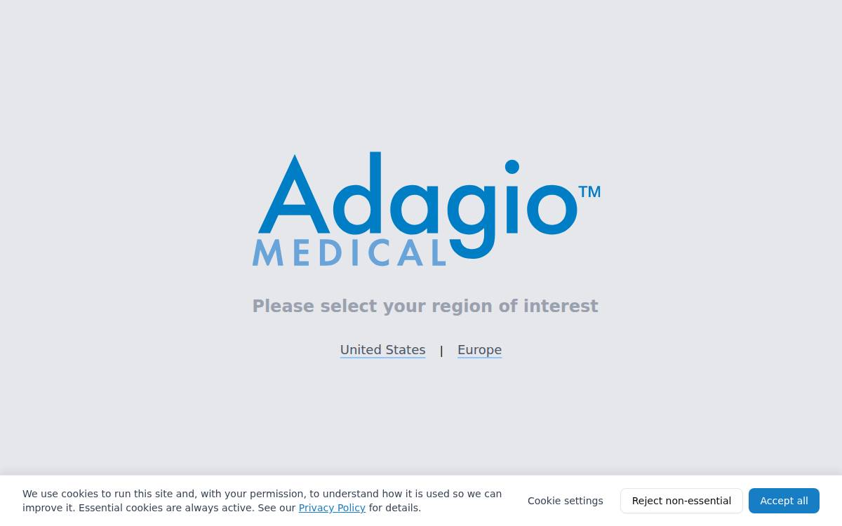 Adagio Medical website preview