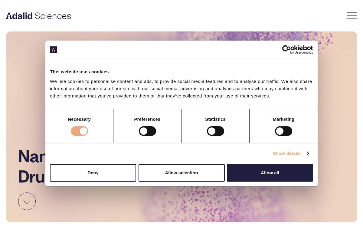 Adalidsciences website preview