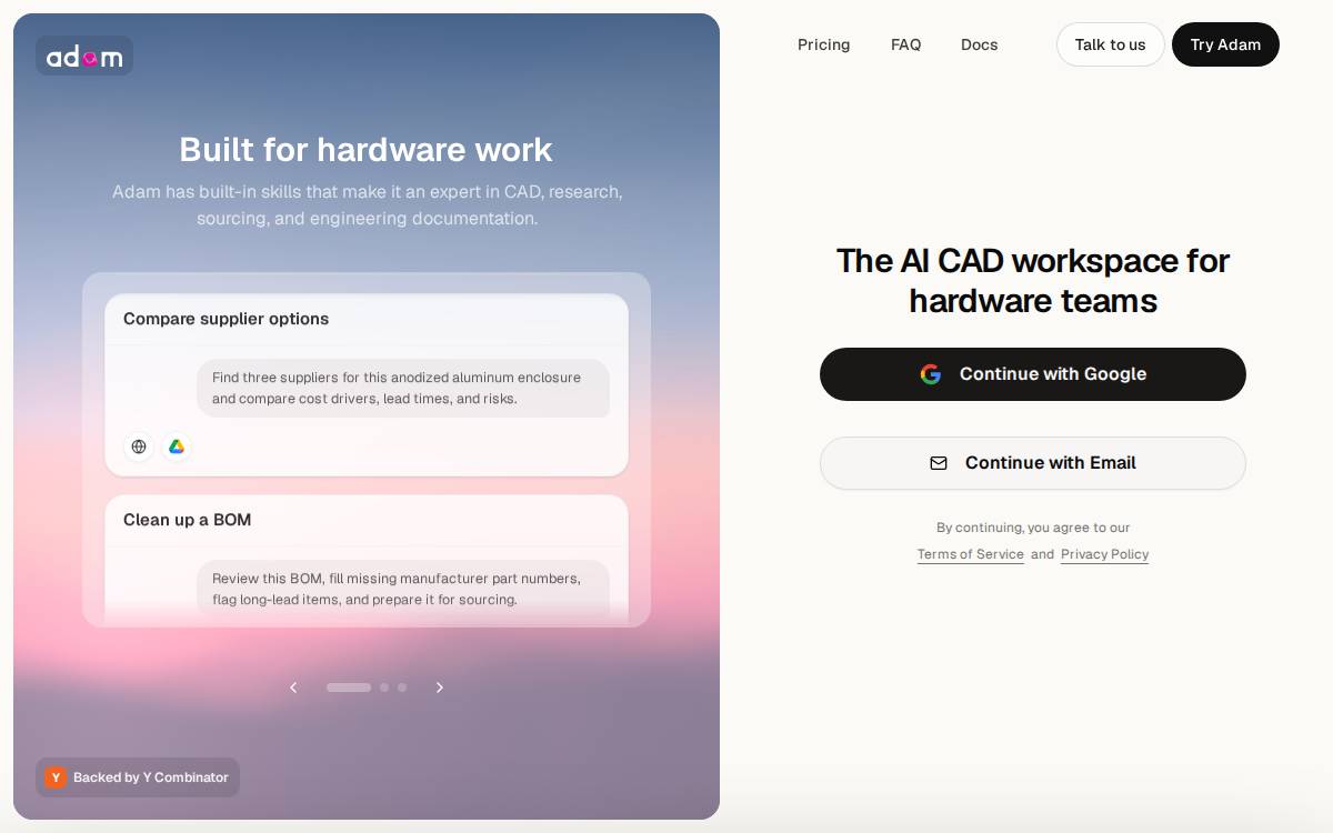 Adam website preview