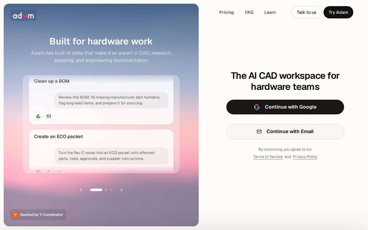 Adam website preview